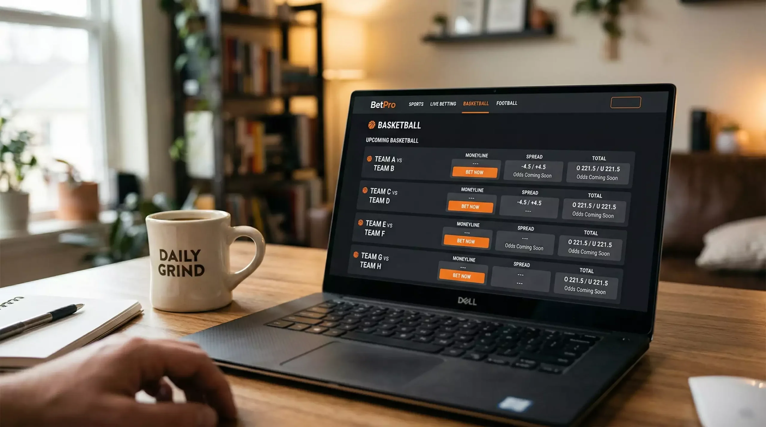 Pantalla de aplicación de apuestas deportivas mostrando mercados de playoffs NBA